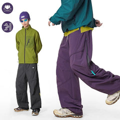 Men's Cargo Pants Summer Quick-Dry Waterproof Mountain Climbing Long Trousers with Side Zipper Pockets Elastic Waistband