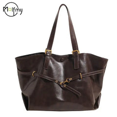 Retro PU Leather Tote Bag Y2K Fashion Shoulder Style