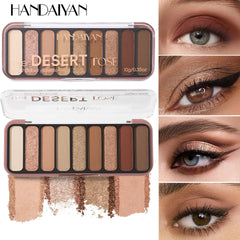 9-Color Eyeshadow Palette – Earth Tones with Velvet Matte & Sparkle Finishes, Blendable Colors for Natural to Smoky Makeup