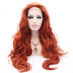Wig Long Ginger Wig Long Wavy Free Part Synthetic Glueless Lace Front Wigs Heat Resistant Synthetic Hair Wig