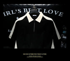 Fashionable Polo Shirt Short-sleeved Men Personality New Pullover T-shirt Casual Contrast Lapel Top