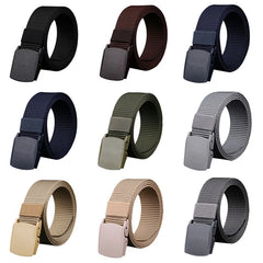 Men Belts Fashion Unisex Jeans Belts Adjustable Belt Men Outdoor Travel Hunting Waist Belt Automatic Plastic Buckle for Pants