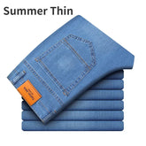 Man Pants Office Business Jeans Men Classic Blue Black Cotton Stretch Straight Denim Pants Male Brand Trousers