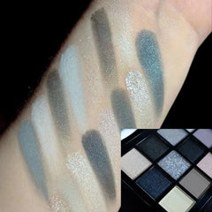 Black Smokey Eyeshadow Palette, 15 Colors ,Punk Style,Neutral Eye Make up, Shimmer Pearly Sequin Eyeshadow
