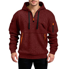 Men's Hooded Hoodies Solid Long Sleeve Multi-pocket Zipper Pullover Autumn Winter Sports Sweatshirt Harajuku Casual Streetwear
