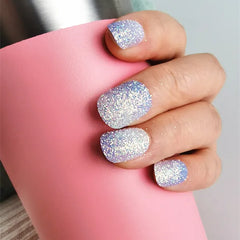 Nail Art For Kids Beautiful Nail Designs Diy Manicure Fake Nails Bright Blue Glitters Fancy Nail Design Childrens's Gift Nailart