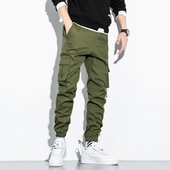 Men's Cotton Cargo Pants Plus Size Sports Drawstring Cargo Pants Fashion Casual Men's Jogging Pants Bermuda Men's