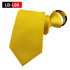 New Fashion 8cm Orange White Zipper Ties for Men Silk Solid Necktie for Business Office Gift Men's Tie Pre Knotting