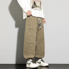 Casual men's Harem pants pants cargo pants American skinny men's pants Teenagers loose drawstr plus-size comfortable long pants