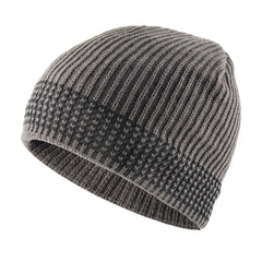 Men's Skullies Beanies Knitted Wool Hats Men Winter Knitting Thick Beanie Hat Double Layer Solid Color Velvet Warm Bonnet Cap