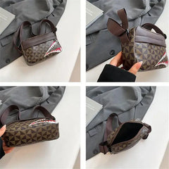 Women Stylish Crossbody Bag, Modern Geometric Pattern, Black Brown Versatile Design, Daily Commute, Casual Outings Messenger Bag