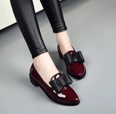 Flats Shoes Pointed Toe Women Bow Women Shoes Patent Leather Casual Single Summer Ballerina Women Shallow Mouth Shoes