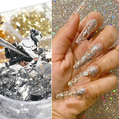 Aluminum Leaf Nail Art Sequin Gold Silver Flakes Irregular Foil Sticker Wire Decor DIY Charm Paillettes Bonzer Sparkle Accessory