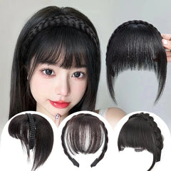 Wig Bangs Headband Synthetic Bangs Hair Extension Fake Fringe Natural Hair Clip on Hairpieces for Women Invisible Natural Clip