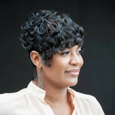 Short Curly Human Hair Wigs Pixie Cut Wig with Bangs for Women 100% Brazilian Human Hair Machine Made Pre Plucked Ready to Wear