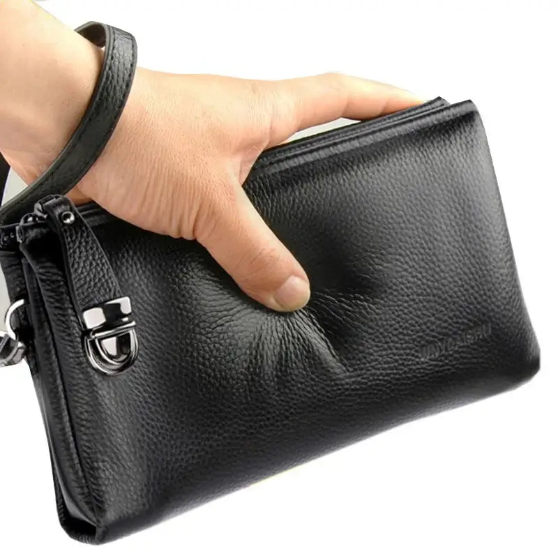 Mens Business Clutch Bag Large Capacity Plaid Style