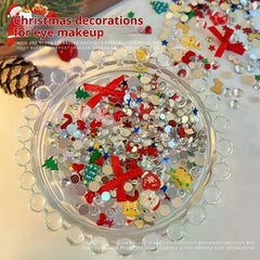 1 Box Cartoon Christmas Series Nail Charms Sequin Santa Claus Bow Rhinestone Nail Art Decoration Eye Makeup Decoration DIY