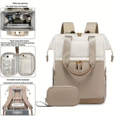 Fashionable women's two-color backpack, suitable for commuting, equipped with adjustable straps for travel and leisure