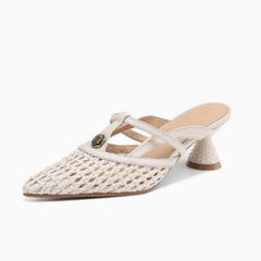French Premium High Heels Women Slippers Flower Elegant Mules Shoes Heeled Sandals 2025 Summer Slides Dress Pumps Woman Shoes