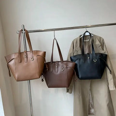 Luxury Leather Tote Handbag Large Capacity Briefcase