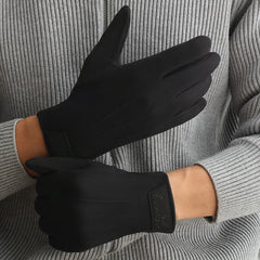 Men's Velvet Gloves, Winter Warm and Cold-Proof, Touch Screen, Exquisite Cycling and Driving Gloves