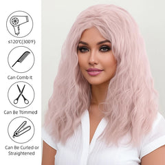 Synthetic a Straight Wavy Hair Wig Made of Synthetic Fiber with a Comfortable and Breathable Rose Hair Net