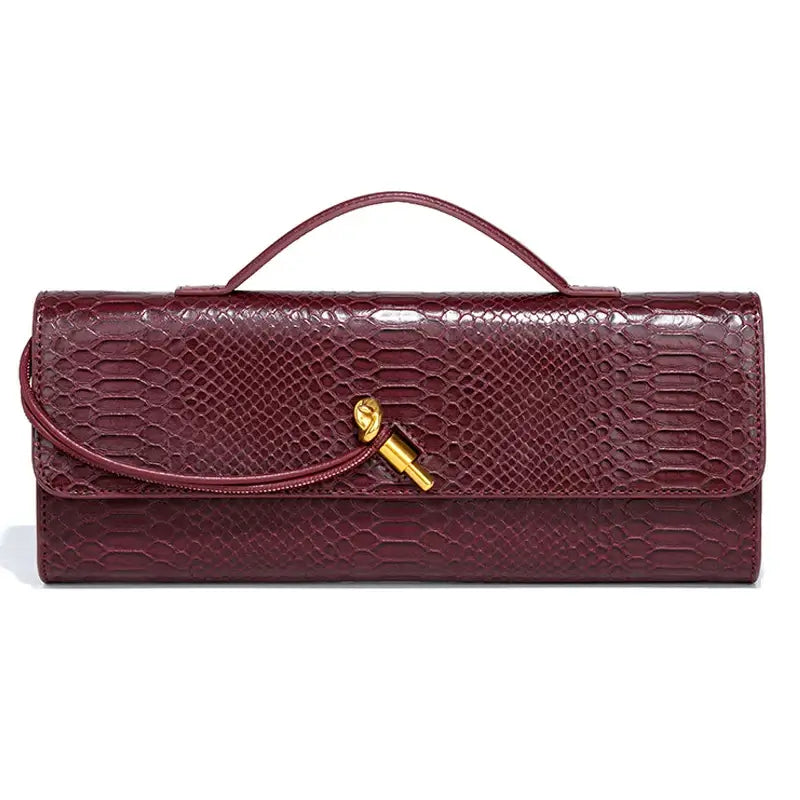 Womens Leather Clutch Bag Elegant Evening Party Purse