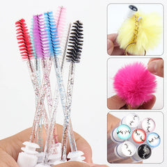 Eyelash Brush Tube With Pompom Lash Extension Makeup Brush Dustproof Eyebrow Comb Beauty Tools