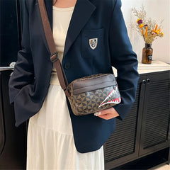 Women Stylish Crossbody Bag, Modern Geometric Pattern, Black Brown Versatile Design, Daily Commute, Casual Outings Messenger Bag