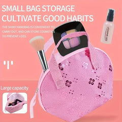 False makeup set, 13 pieces of non-toxic toy cosmetics set, with eye shadow palette, lipstick, applicator, makeup bag, Christmas