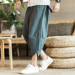 Men Harajuku Harem Pants Mens Summer Cotton Linen Joggers Pants Male Vintage Chinese Style Sweatpants Fashions