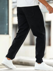 Men's black casual pants, loose, comfortable and versatile trousers, suitable for daily commute, sports and fashion.