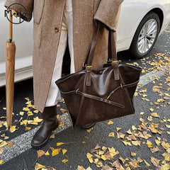 Retro PU Leather Tote Bag Y2K Fashion Shoulder Style