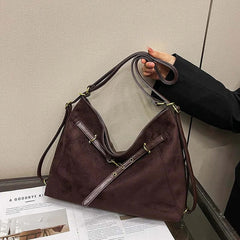 Premium Suede Tote Bag Large Capacity Work Handbag