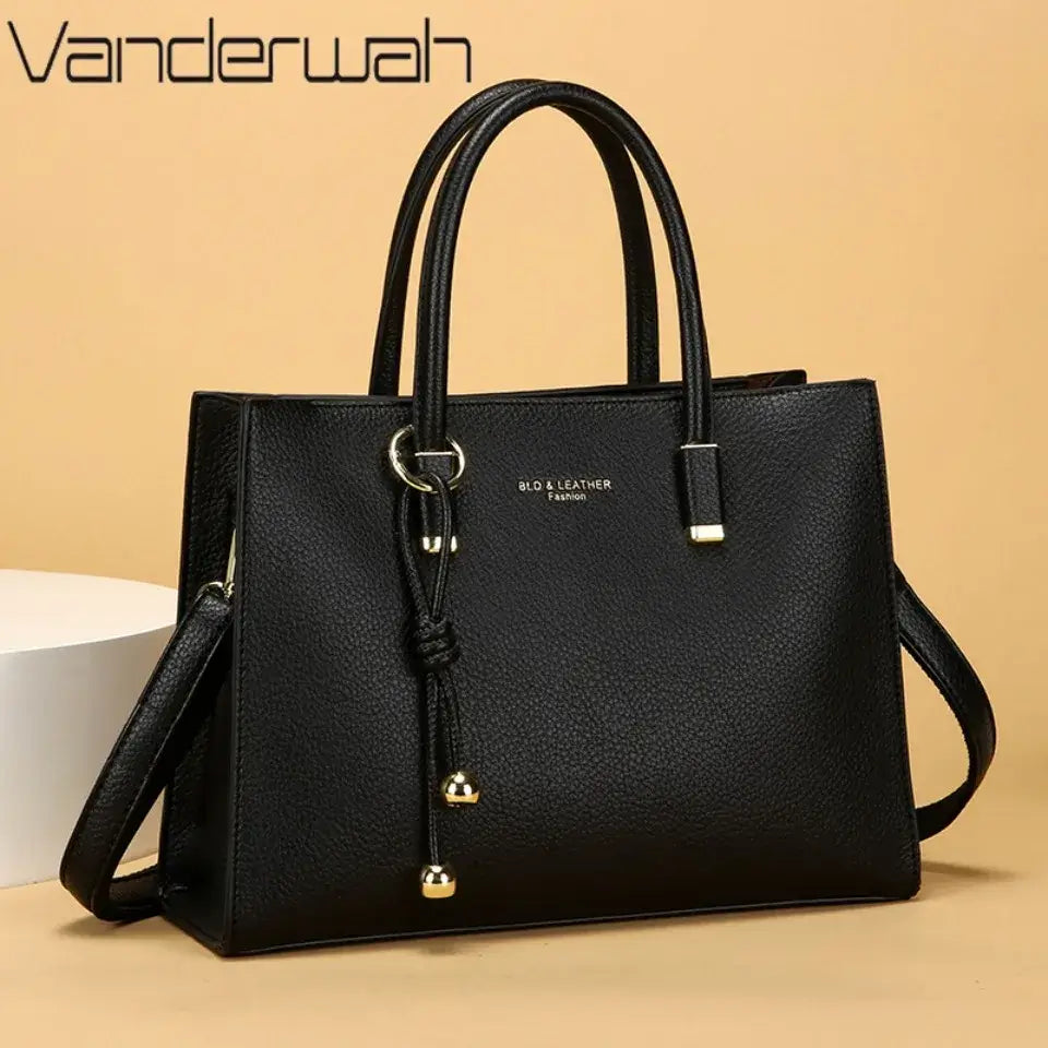 Womens Leather Tote Messenger Bag Large Capacity Style