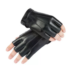 Men PU Leather Fingerless Gloves Punk Half Finger Tactical Gloves Black Outdoor Driving Motor Cycling Male Mittens