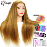 85% Real Human Hair Mannequin Head Without Make-up Professional Hairdressing Training Head For Hair Styling Braid Curl Cut DIY
