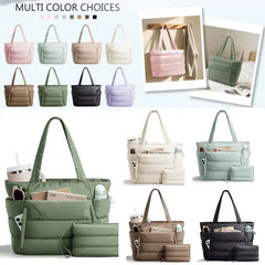Lightweight Puffy Tote Bag for Women with Compartments