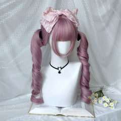 Cosplay Wig with Bangs Double Ponytail Curly Lolita Wig Women Costume Theme Carnival Anime Wigs Heat Resistant Synthetic Wig