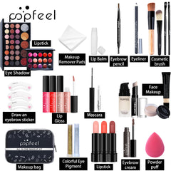 All in One Makeup Kit Full Makeup Kit Gift for Women Teen Girl Nude Eyeshadow Foundation Primer Brush Nude Lipgloss