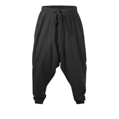 Men's Harem Pants Cotton Linen Drop Crotch Streetwear Loose Fit Breathable Lightweight Long Pants Comfortable Male Joggers