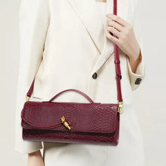 Womens Leather Clutch Bag Elegant Evening Party Purse