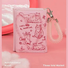 New Women Wallets Female Leather Purses Card Holders Graffiti Cat Portable Coin Purse Large Capacity Money Bag