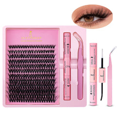 Makeup Brushes and Sponges Set, Pink Makeup Puff, Headband, Wristband Remover , 8-16mm DIY Eyelash Extension Kit makeup tool