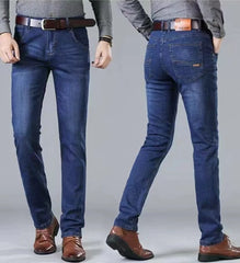 Men Fashion Straight Jeans Men New Stretch Slim Fit Pants Comfortable Soft Business Denim Trousers Male Brand Clothing