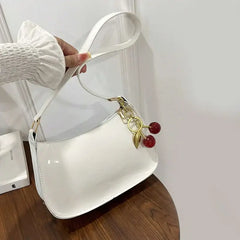 Womens PU Leather Shoulder Bag Cherry Pendant Style
