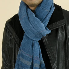 Mens Striped Cotton Linen Scarf Warm Fashion Wrap