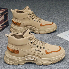 Men's High Top Boots Platform Casual Shoes Non Slip Comfortable Hiking Boots for Men Outdoor Working Shoes Lace-up Ankle Boots