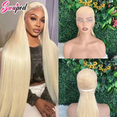 Full Wig 100% Human Hair 250 Density 613 Blonde Preplucked Straight Full Human Hair Wig Real Glueless Hd Lace Frontwig