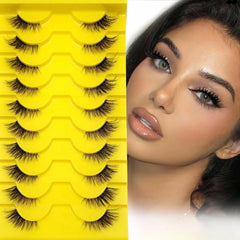10 Pairs Elegant Faux False Eyelashes, Wispy Cat Eye Design for Natural Fluffiness - Perfect for Everyday Glamour